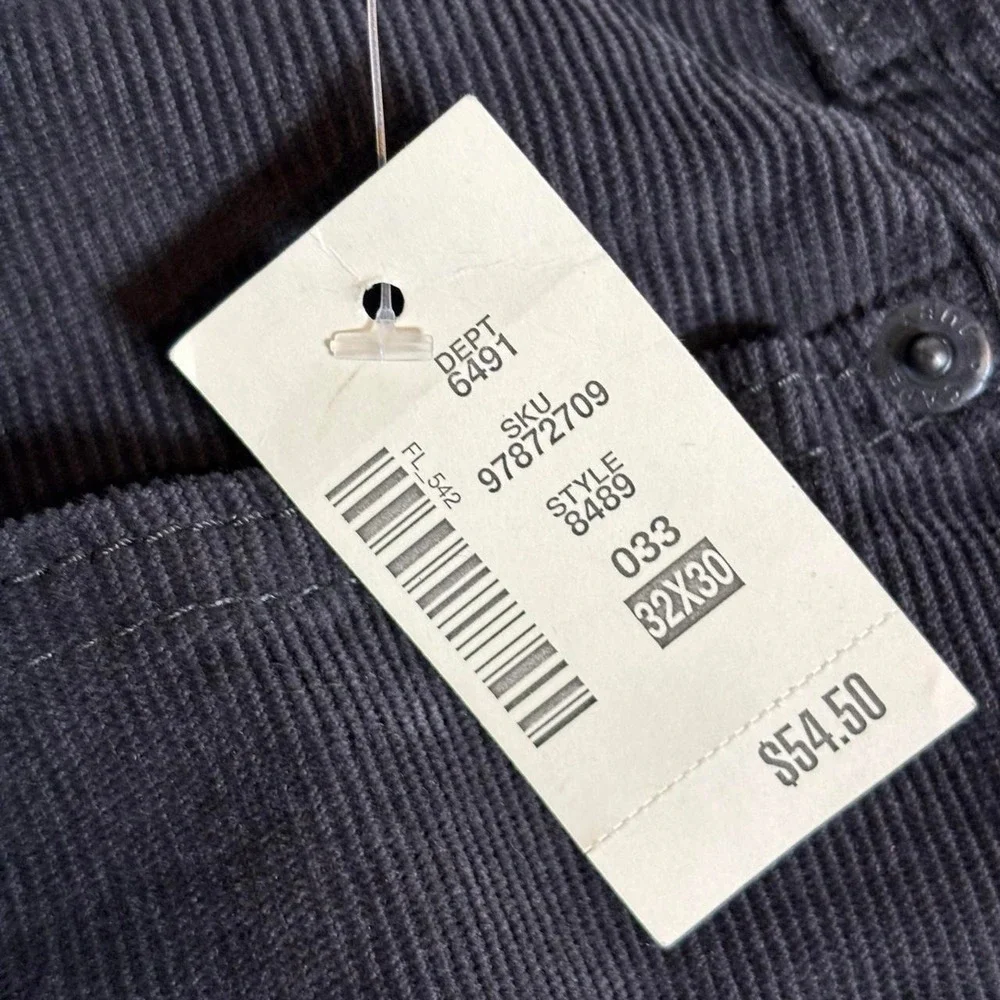 Cape Juby Mens Corduroy Pants Gray Straight Leg 5-Pocket 32x30 NWT